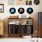 Rustic Brown Engineered Wood Vinyl Record Player Stand with USB and AC